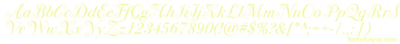 フォントBodoni72swashc – 白い背景に黄色の文字