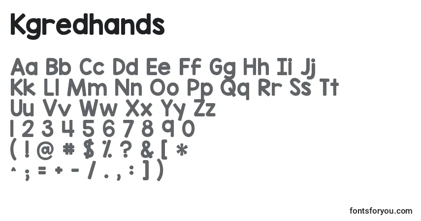 Czcionka Kgredhands – alfabet, cyfry, specjalne znaki