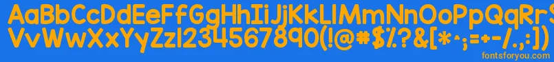 フォントKgredhands – オレンジ色の文字が青い背景にあります。