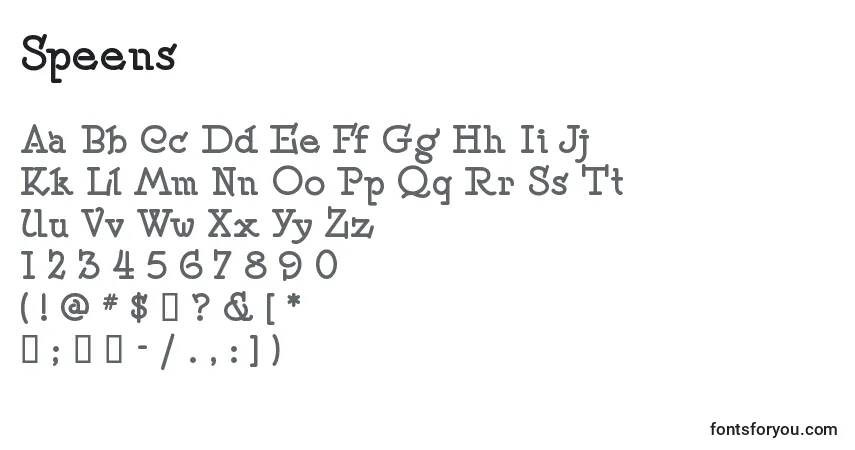 Fuente Speens - alfabeto, números, caracteres especiales