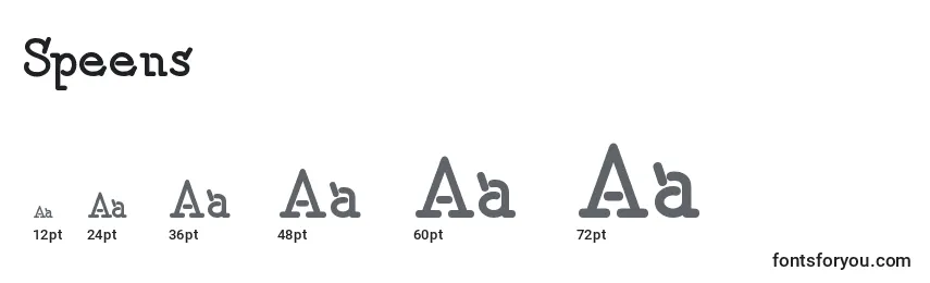 Размеры шрифта Speens