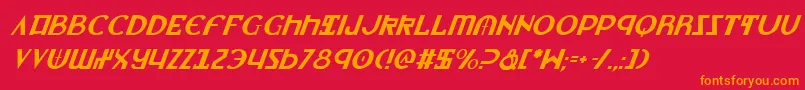 フォントLionv2i – 赤い背景にオレンジの文字