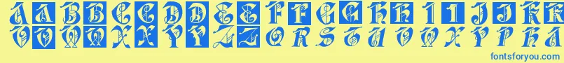 Dolbyfraxcaps Font – Blue Fonts on Yellow Background