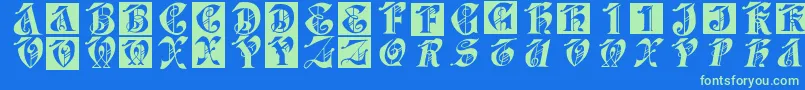 Dolbyfraxcaps Font – Green Fonts on Blue Background