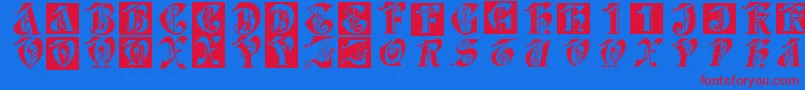 Dolbyfraxcaps Font – Red Fonts on Blue Background