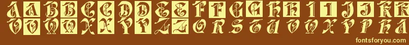 Dolbyfraxcaps Font – Yellow Fonts on Brown Background