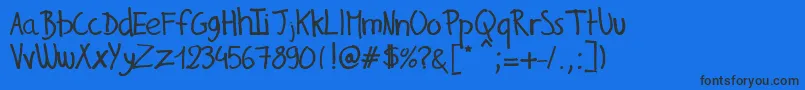 GillesHandwriting Font – Black Fonts on Blue Background