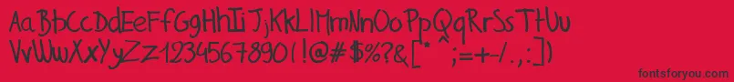 GillesHandwriting Font – Black Fonts on Red Background