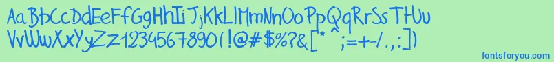 GillesHandwriting Font – Blue Fonts on Green Background