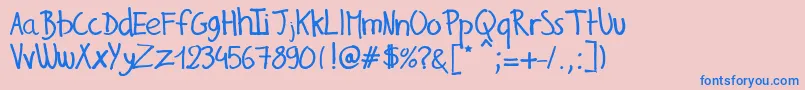 GillesHandwriting Font – Blue Fonts on Pink Background