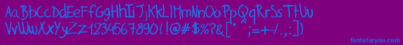 GillesHandwriting Font – Blue Fonts on Purple Background