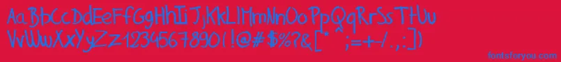 GillesHandwriting Font – Blue Fonts on Red Background