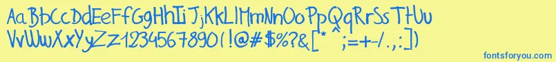 GillesHandwriting Font – Blue Fonts on Yellow Background
