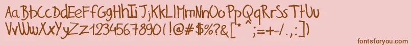GillesHandwriting Font – Brown Fonts on Pink Background