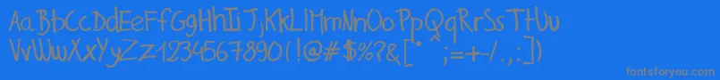 GillesHandwriting Font – Gray Fonts on Blue Background