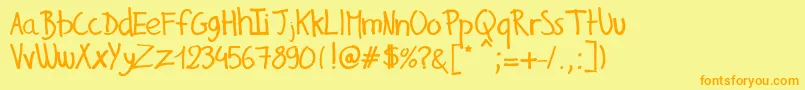 GillesHandwriting Font – Orange Fonts on Yellow Background
