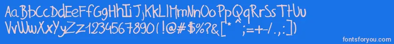 GillesHandwriting Font – Pink Fonts on Blue Background