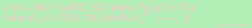 GillesHandwriting Font – Pink Fonts on Green Background