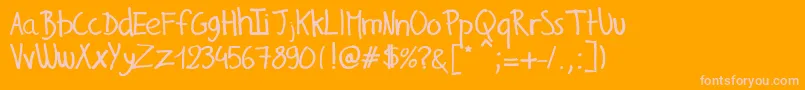 GillesHandwriting Font – Pink Fonts on Orange Background