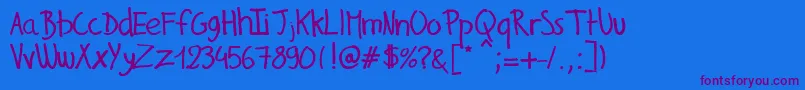 GillesHandwriting Font – Purple Fonts on Blue Background