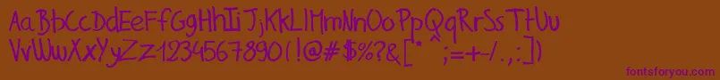 GillesHandwriting Font – Purple Fonts on Brown Background