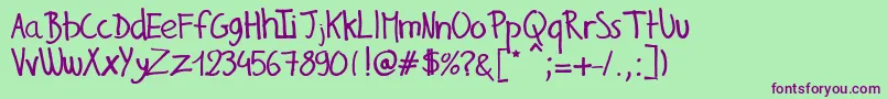 Fonte GillesHandwriting – fontes roxas em um fundo verde