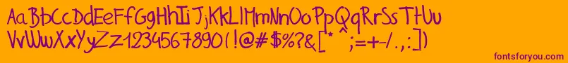 GillesHandwriting Font – Purple Fonts on Orange Background
