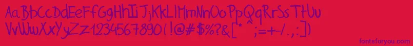 Fonte GillesHandwriting – fontes roxas em um fundo vermelho