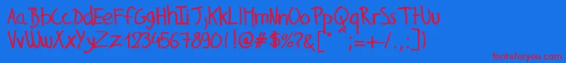 GillesHandwriting-Schriftart – Rote Schriften auf blauem Hintergrund
