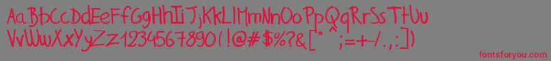 GillesHandwriting Font – Red Fonts on Gray Background