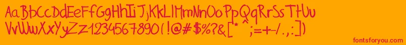 GillesHandwriting Font – Red Fonts on Orange Background