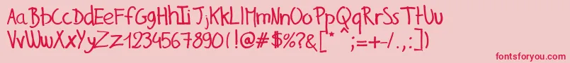 GillesHandwriting Font – Red Fonts on Pink Background