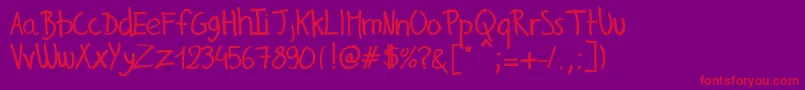 GillesHandwriting Font – Red Fonts on Purple Background
