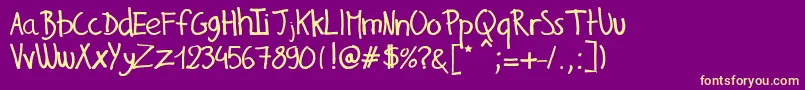 GillesHandwriting Font – Yellow Fonts on Purple Background