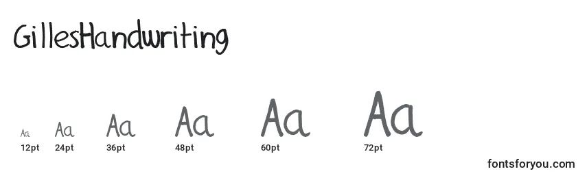 GillesHandwriting Font Sizes