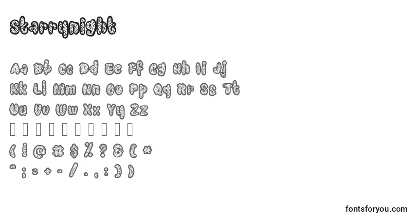 A fonte Starrynight – alfabeto, números, caracteres especiais