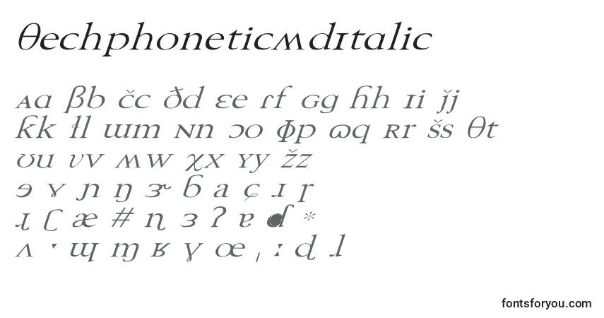 Шрифт TechphoneticWdItalic – алфавит, цифры, специальные символы