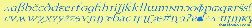 Czcionka TechphoneticWdItalic – niebieskie czcionki na żółtym tle