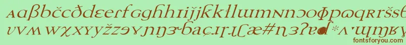 Шрифт TechphoneticWdItalic – коричневые шрифты на зелёном фоне