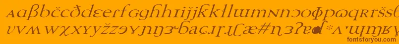 TechphoneticWdItalic-Schriftart – Braune Schriften auf orangefarbenem Hintergrund