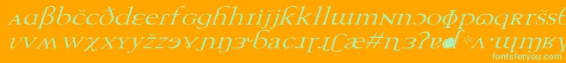 TechphoneticWdItalic Font – Green Fonts on Orange Background