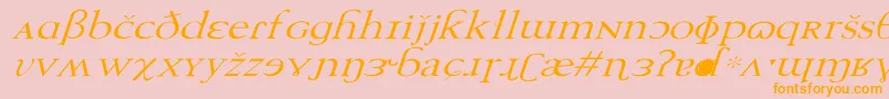 TechphoneticWdItalic-Schriftart – Orangefarbene Schriften auf rosa Hintergrund