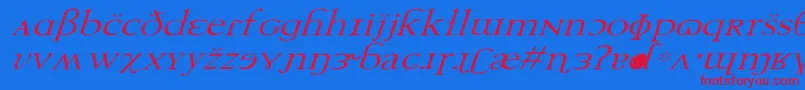 TechphoneticWdItalic Font – Red Fonts on Blue Background