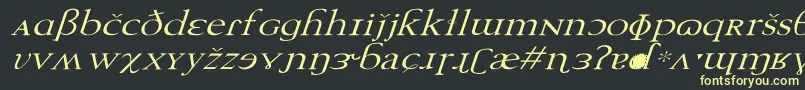 フォントTechphoneticWdItalic – 黒い背景に黄色の文字