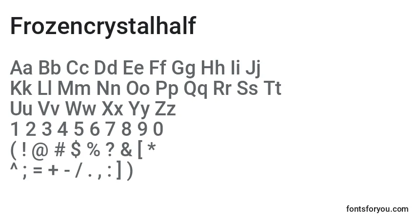 Шрифт Frozencrystalhalf – алфавит, цифры, специальные символы
