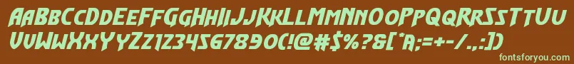 Flashrogersexpand-fontti – vihreät fontit ruskealla taustalla