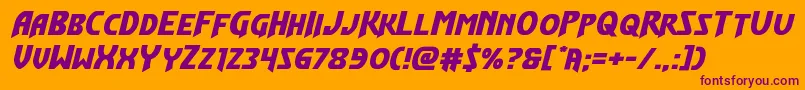 Flashrogersexpand-Schriftart – Violette Schriften auf orangefarbenem Hintergrund