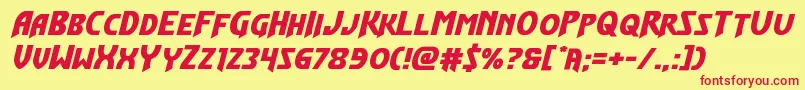 Flashrogersexpand-fontti – punaiset fontit keltaisella taustalla