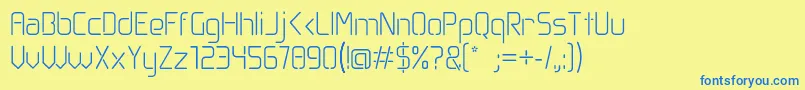 Saiba mais sobre a fonte Obli Fonte Obli – fontes azuis em um fundo amarelo