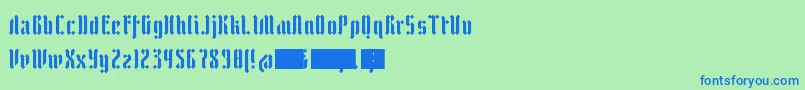 ZfrakturEyeFs-fontti – siniset fontit vihreällä taustalla